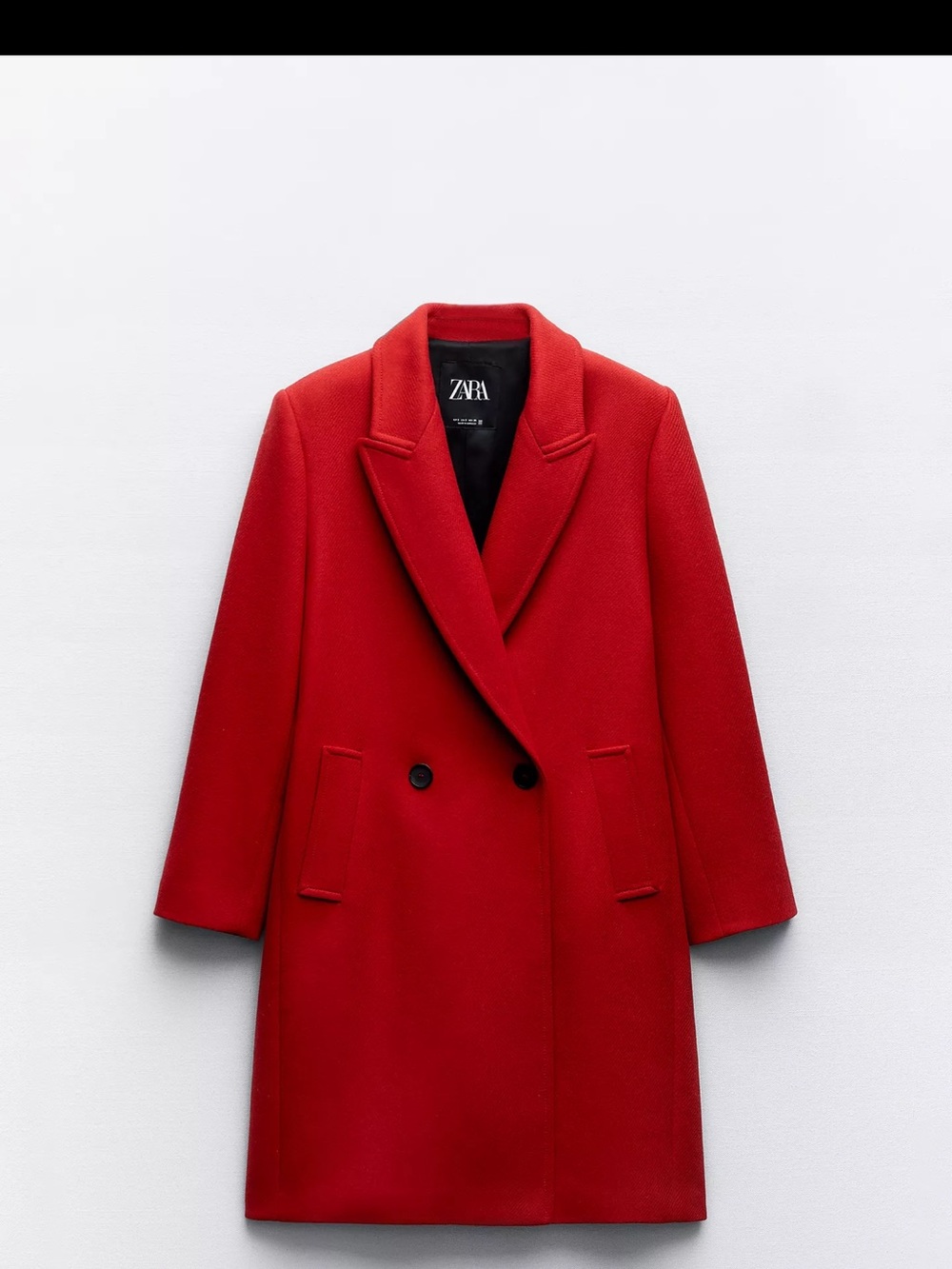 ZARA Bright Red Double-Breasted Pea Coat
